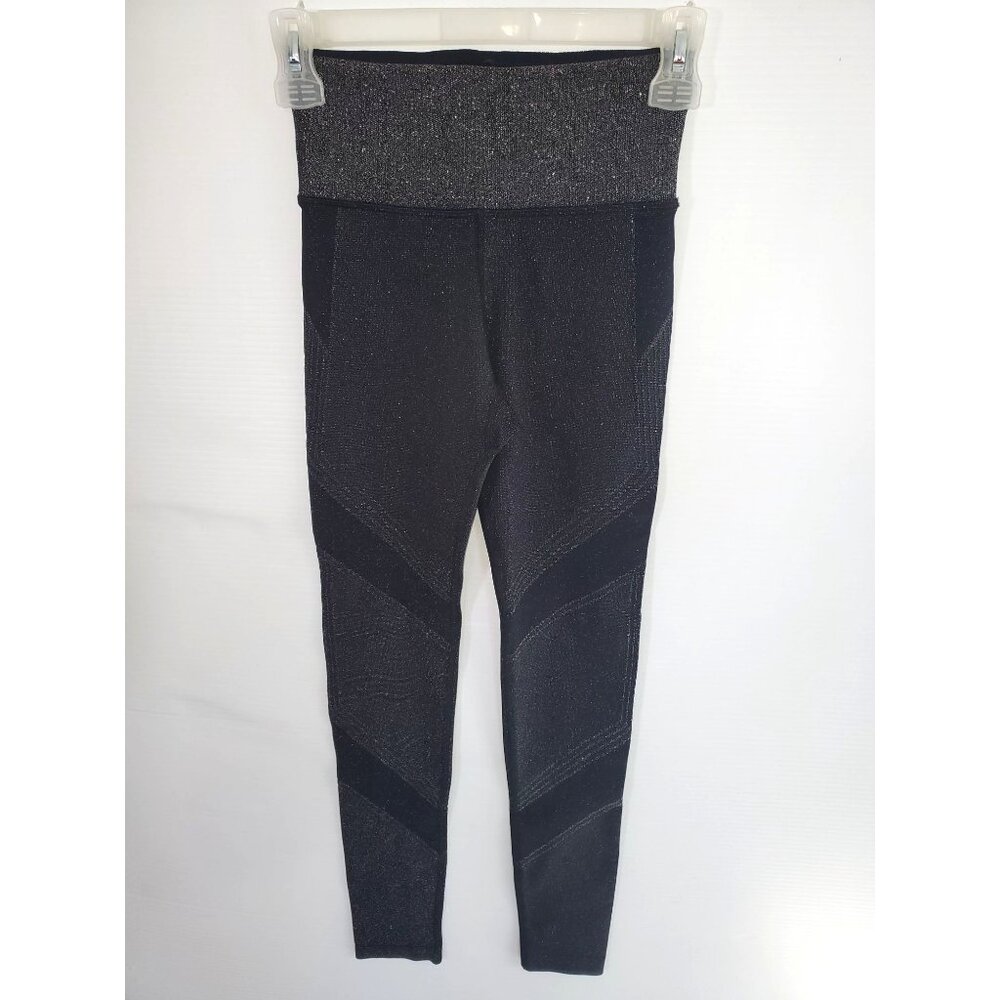 NWOT Athleta Lurex Twilight Black Shimmer Sparkle Tights Leggings Size XS 1179 - Picture 7 of 9